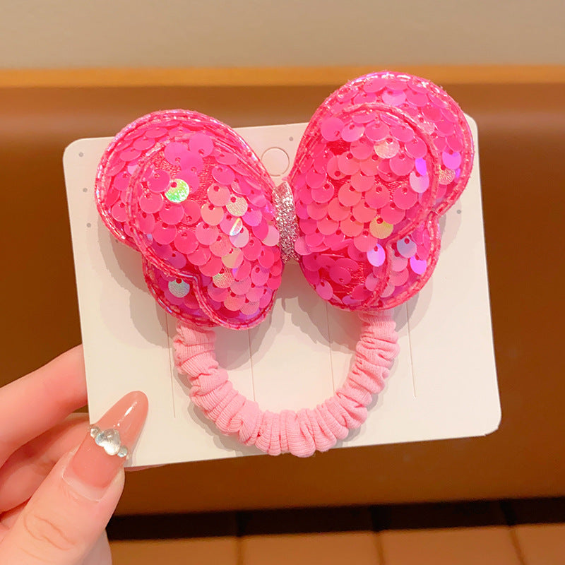Sequin Butterfly Hair Tie Ponytail Bands for Girls
