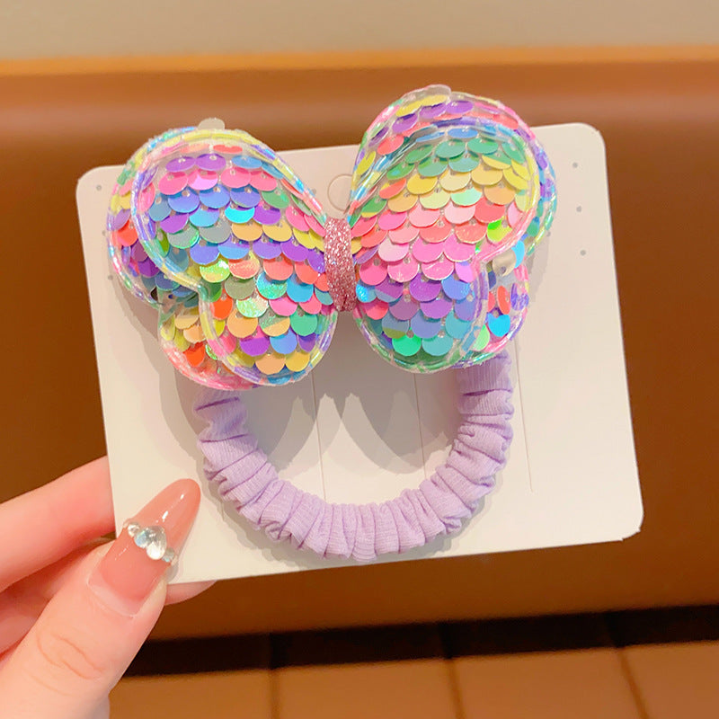 Sequin Butterfly Hair Tie Ponytail Bands for Girls