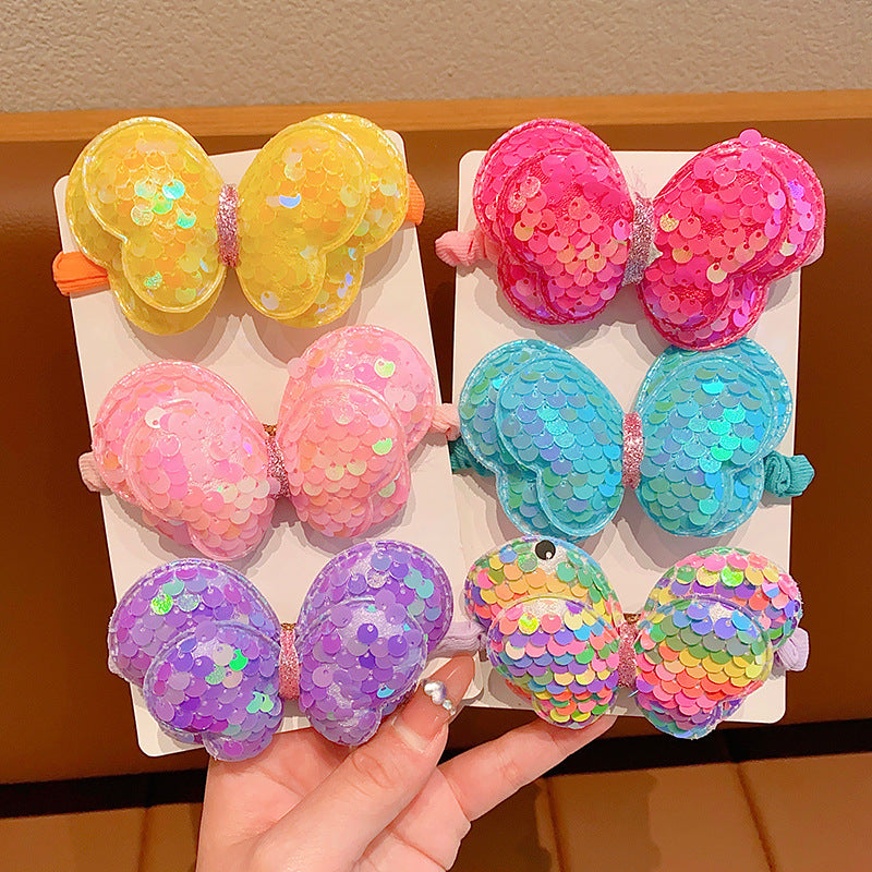 Sequin Butterfly Hair Tie Ponytail Bands for Girls
