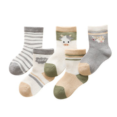 5Pairs Ultra Thin Breathable Cartoon Pattern Kids Socks