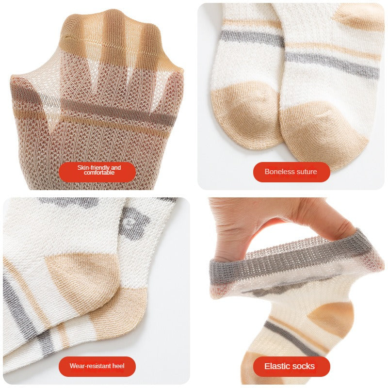 5Pairs Ultra Thin Breathable Cartoon Pattern Kids Socks