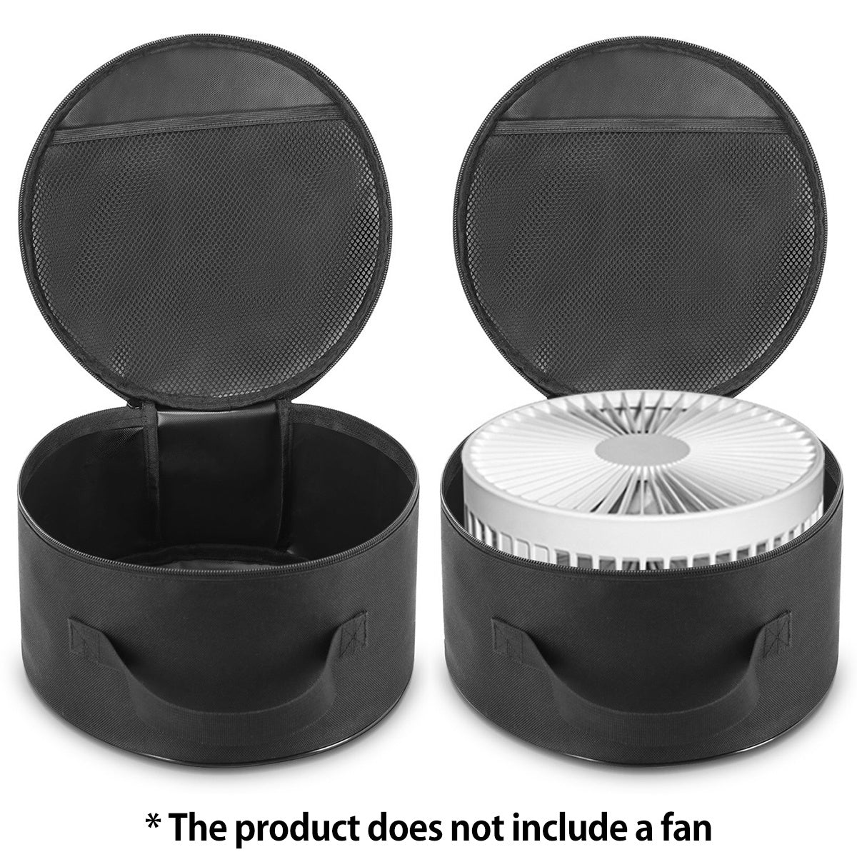 Telescopic Fan Storage Bag Waterproof Portable Case Double Zipper Mesh Pocket