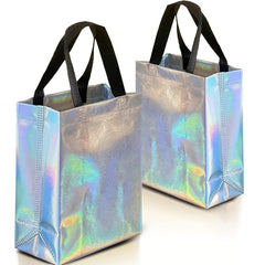 5pcs Iridescent Gift Bags Reusable Holographic Gift Bags With Handles