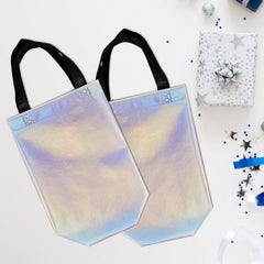 5pcs Iridescent Gift Bags Reusable Holographic Gift Bags With Handles