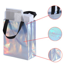 5pcs Iridescent Gift Bags Reusable Holographic Gift Bags With Handles