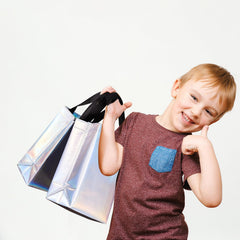 5pcs Iridescent Gift Bags Reusable Holographic Gift Bags With Handles