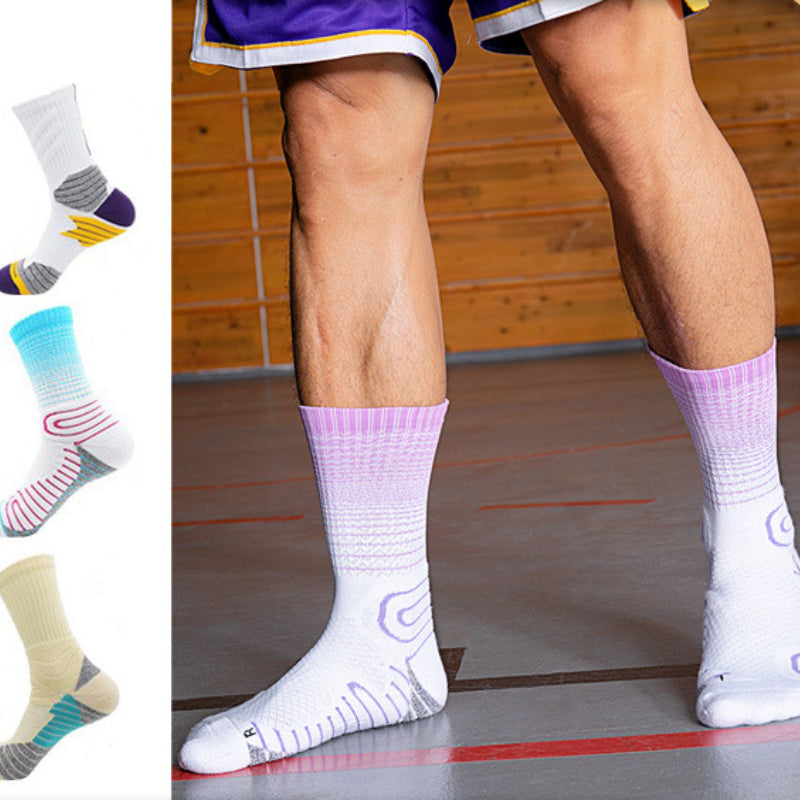Summer Sweat Absorbing Mid Calf Socks for Running Cycling