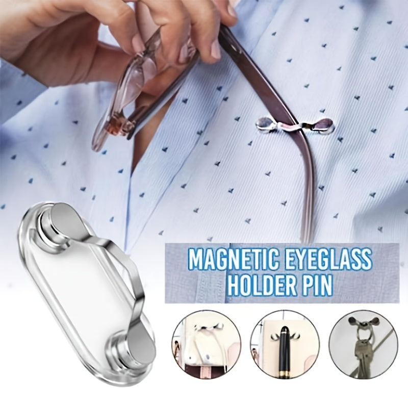 Men's Magnetic Eyeglass Holder Pin Brooch Clothes Clip