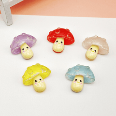 5pcs Luminous Mushroom Resin Doll House Toys DIY Decorative Patch