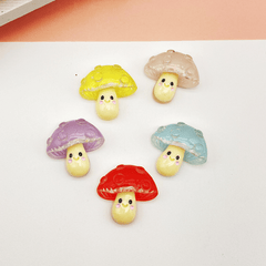 5pcs Luminous Mushroom Resin Doll House Toys DIY Decorative Patch