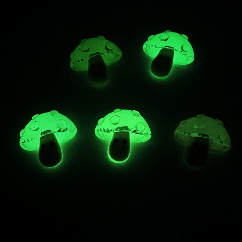 5pcs Luminous Mushroom Resin Doll House Toys DIY Decorative Patch