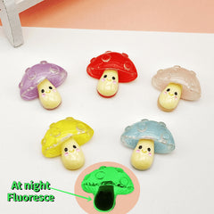 5pcs Luminous Mushroom Resin Doll House Toys DIY Decorative Patch