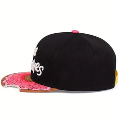 Donut Brim Cartoon Baseball Cap Embroidered Snapback Hat for Women