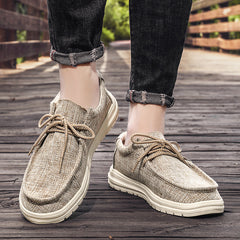 Men's Lace up Sneakers Comfortable Canvas Walking Shoes