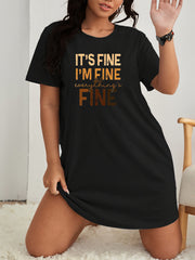 Slogan Print Round Neck Tee Nightdress