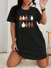 Chicken Print Short Sleeve Tee Nightdress