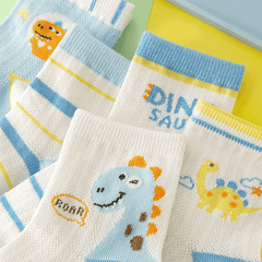 5 Pairs Boys Cartoon Crew Socks for Spring Autumn