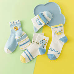 5 Pairs Boys Cartoon Crew Socks for Spring Autumn