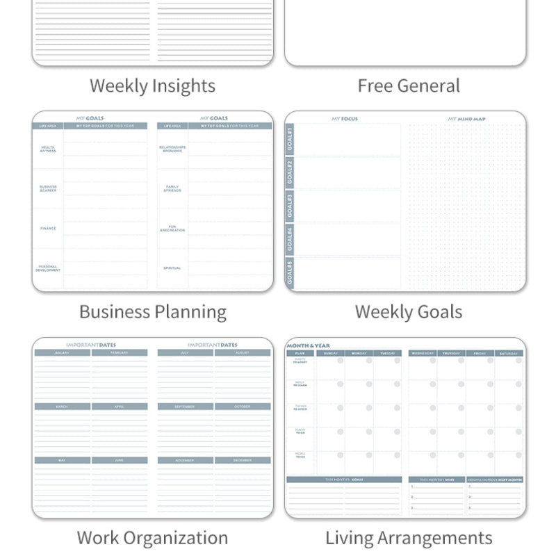 A5 Undated Plan Notebook for Time Management and Goal Achievement