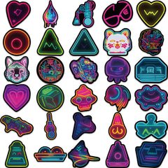 60pcs Neon Cyberpunk Cartoon Stickers Waterproof DIY Room Decoration