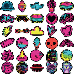 60pcs Neon Cyberpunk Cartoon Stickers Waterproof DIY Room Decoration