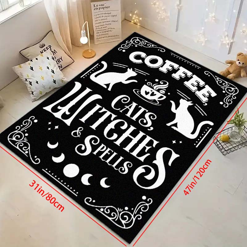Gothic Halloween Cat Witch Rug