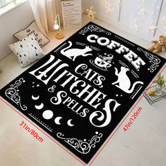 Gothic Halloween Cat Witch Rug