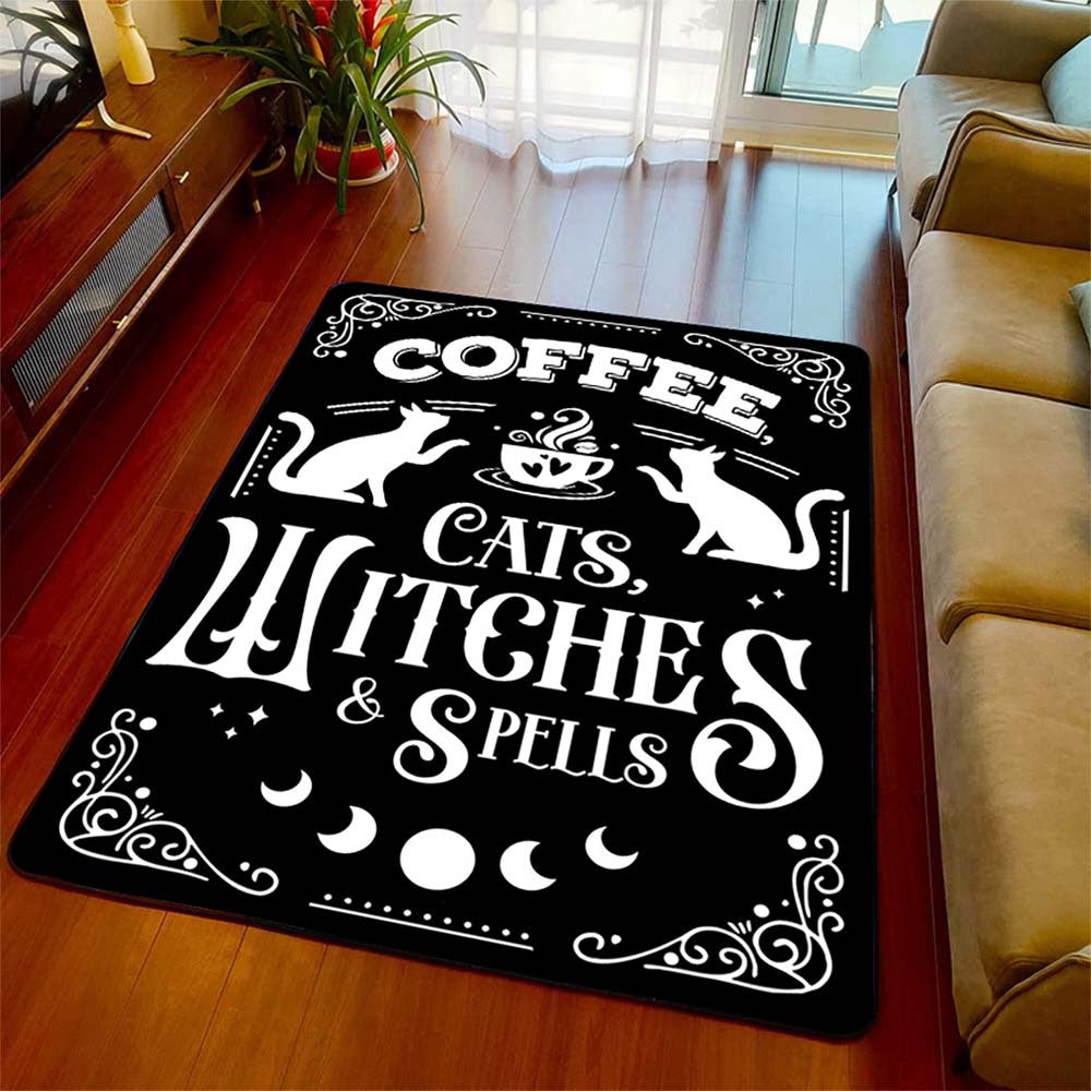 Gothic Halloween Cat Witch Rug