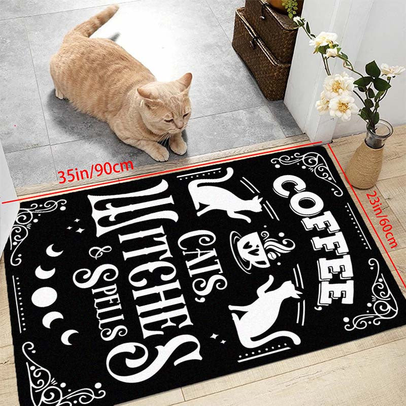 Gothic Halloween Cat Witch Rug