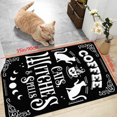 Gothic Halloween Cat Witch Rug