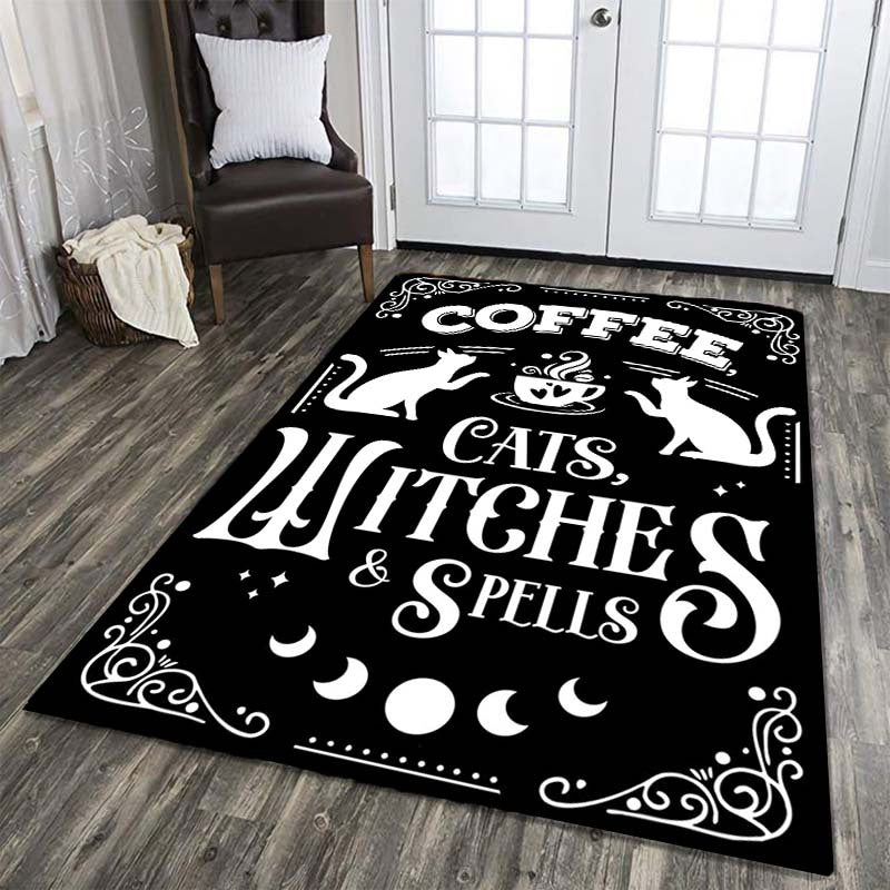 Gothic Halloween Cat Witch Rug