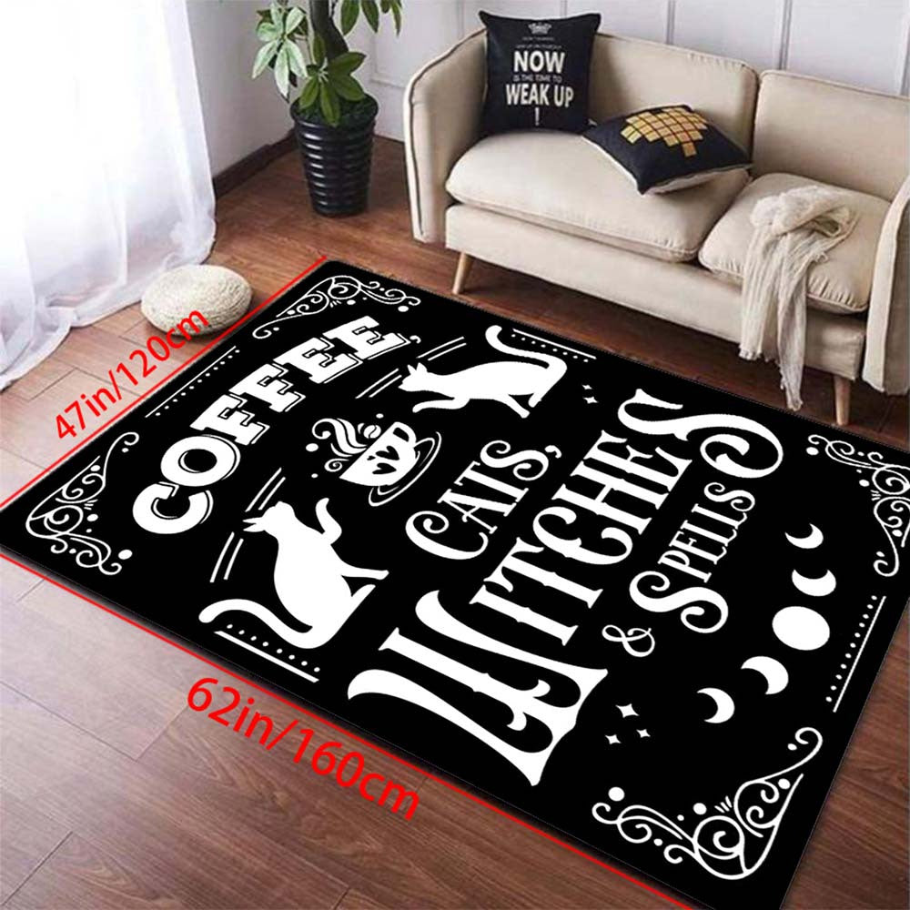 Gothic Halloween Cat Witch Rug