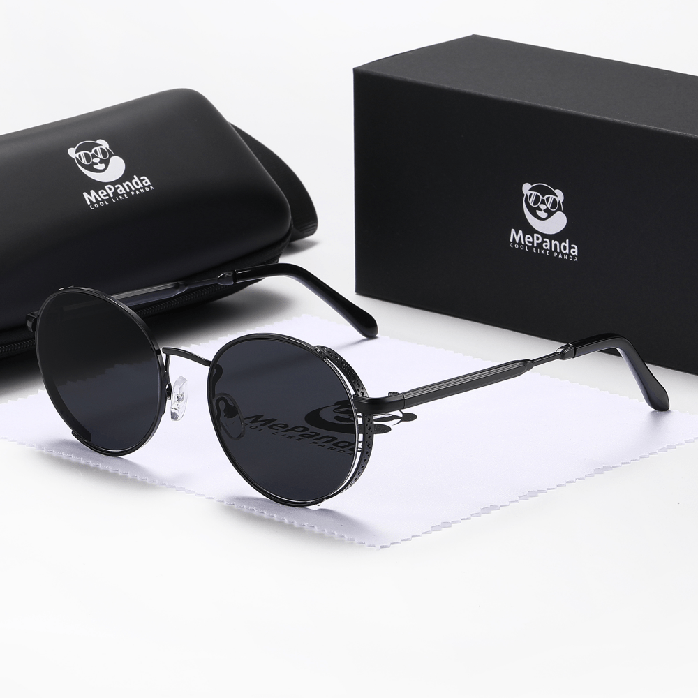 MePanda Unisex Round Metal Punk Sunglasses
