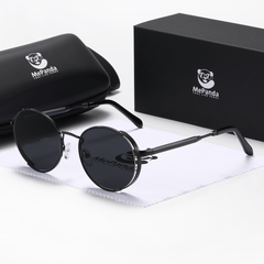 MePanda Unisex Round Metal Punk Sunglasses