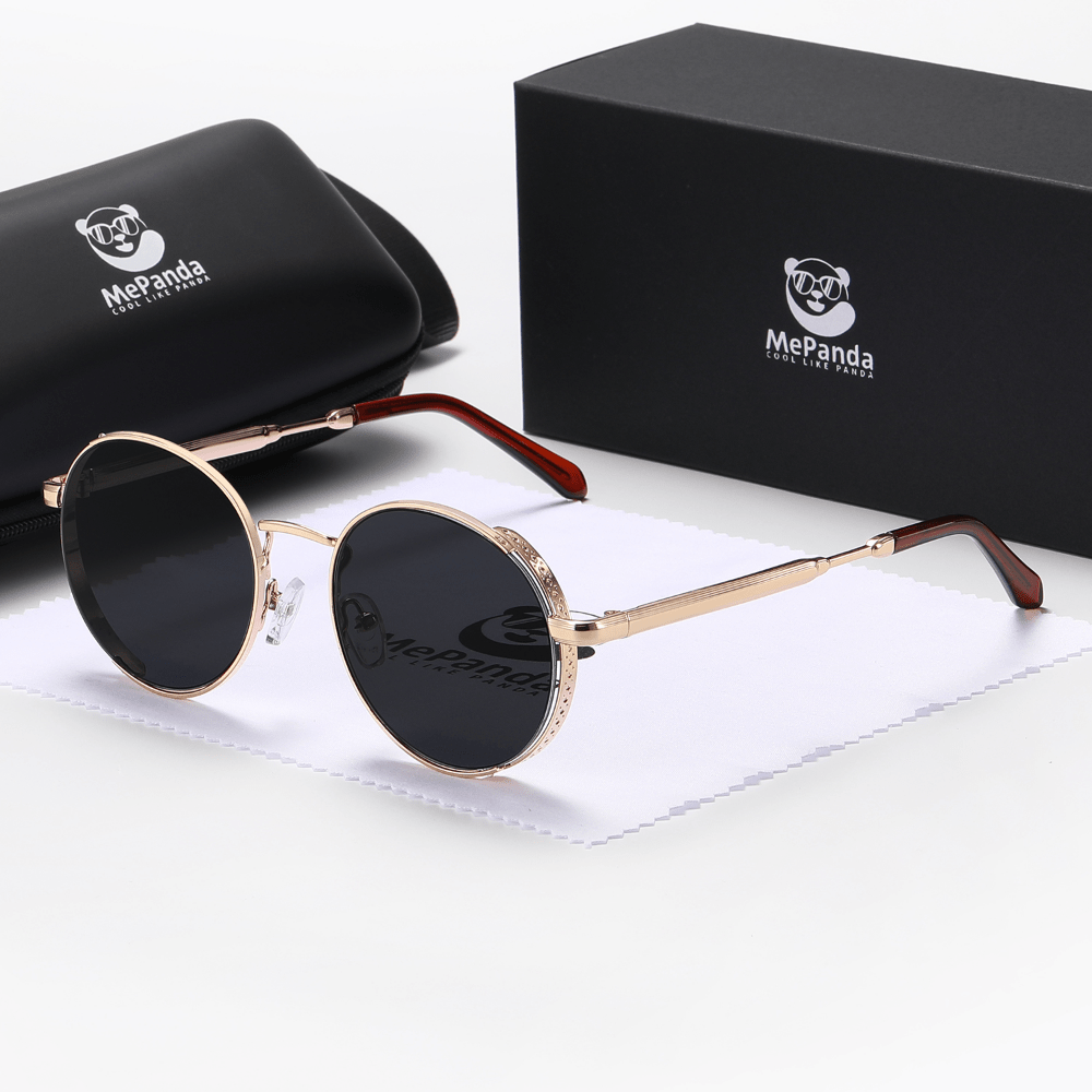 MePanda Unisex Round Metal Punk Sunglasses