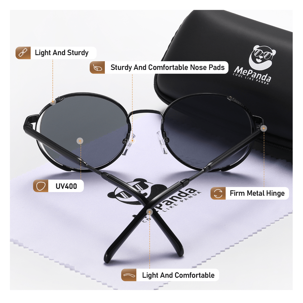 MePanda Unisex Round Metal Punk Sunglasses
