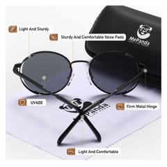 MePanda Unisex Round Metal Punk Sunglasses