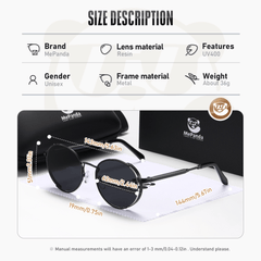 MePanda Unisex Round Metal Punk Sunglasses