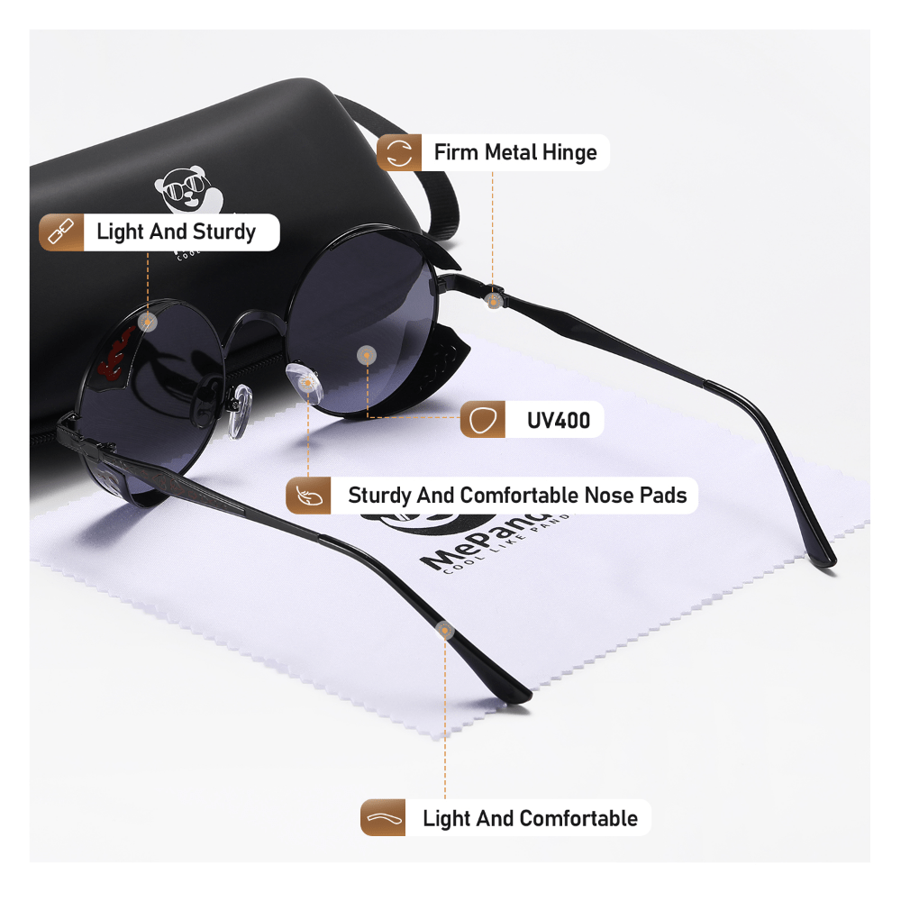 MePanda Round Dot Paint Steampunk Sunglasses UV Protection