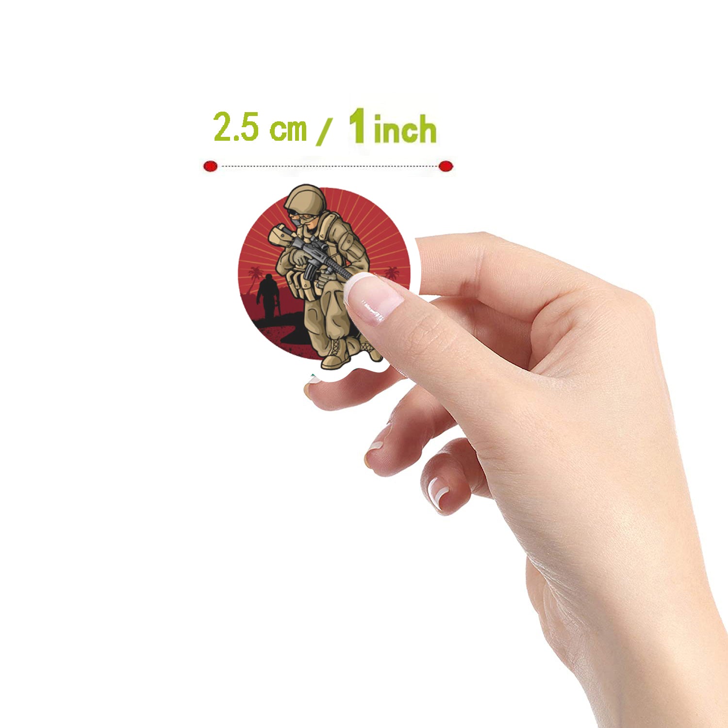 500pcs Military Funny Stickers Pack 2.54 cm 10 Patterns Cartoon Labels