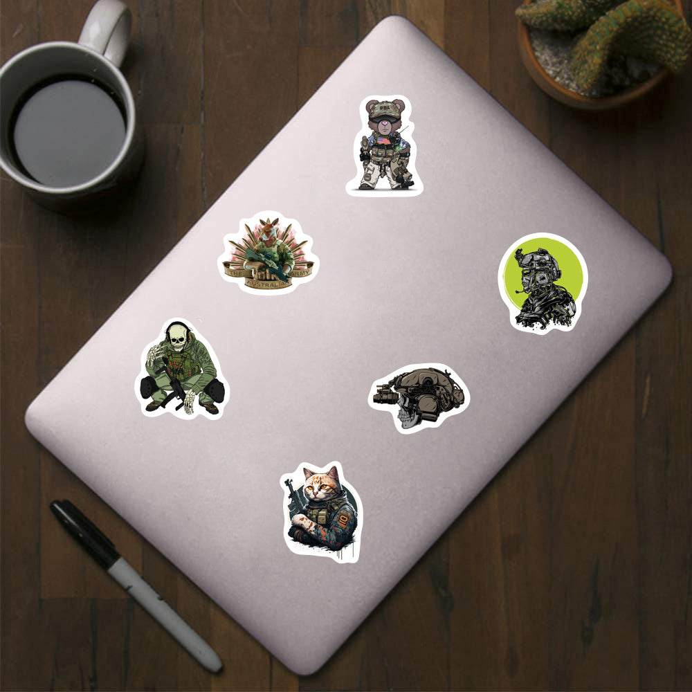 500pcs Military Funny Stickers Pack 2.54 cm 10 Patterns Cartoon Labels