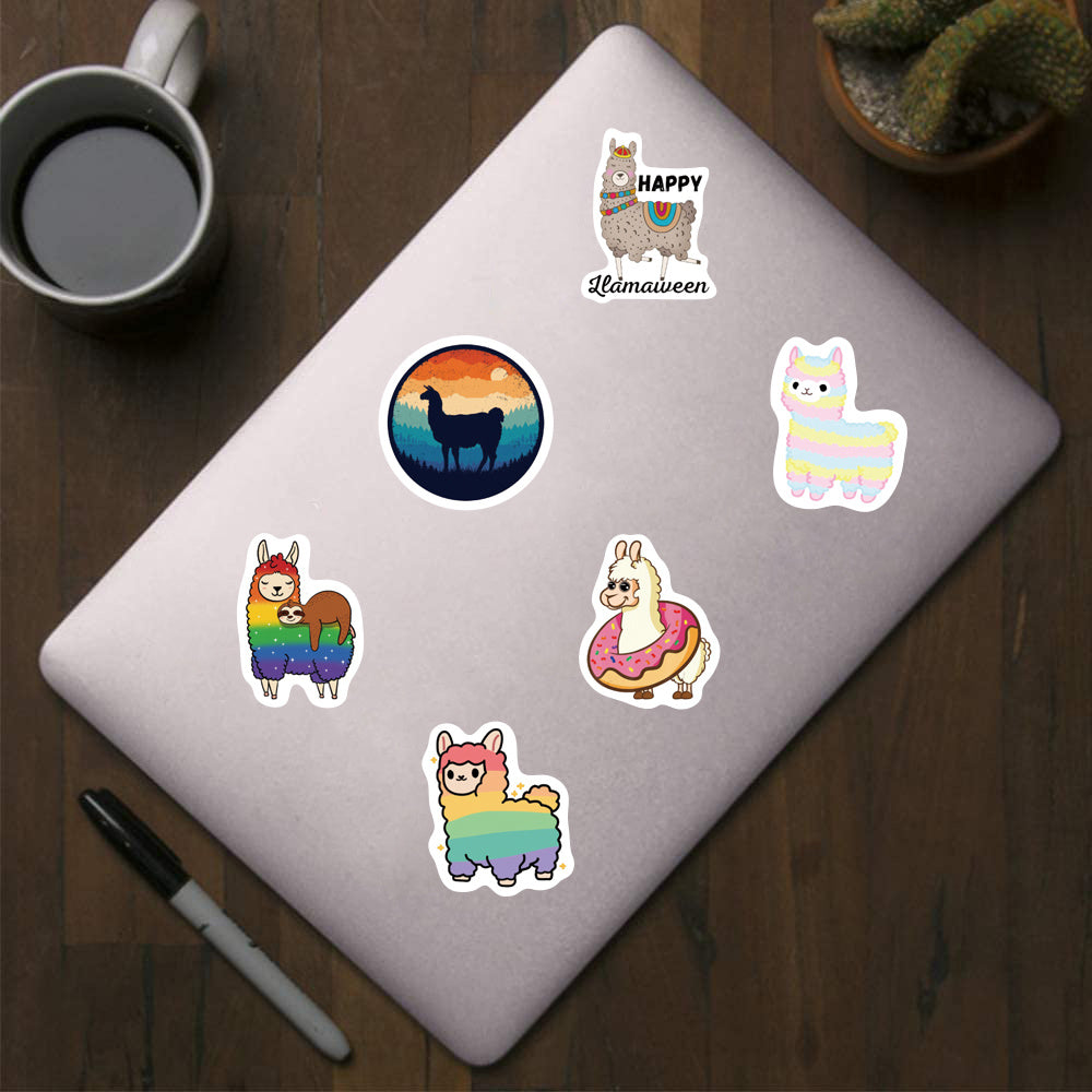 500pcs Llama Alpaca Funny Stickers, 10 Patterns Pack