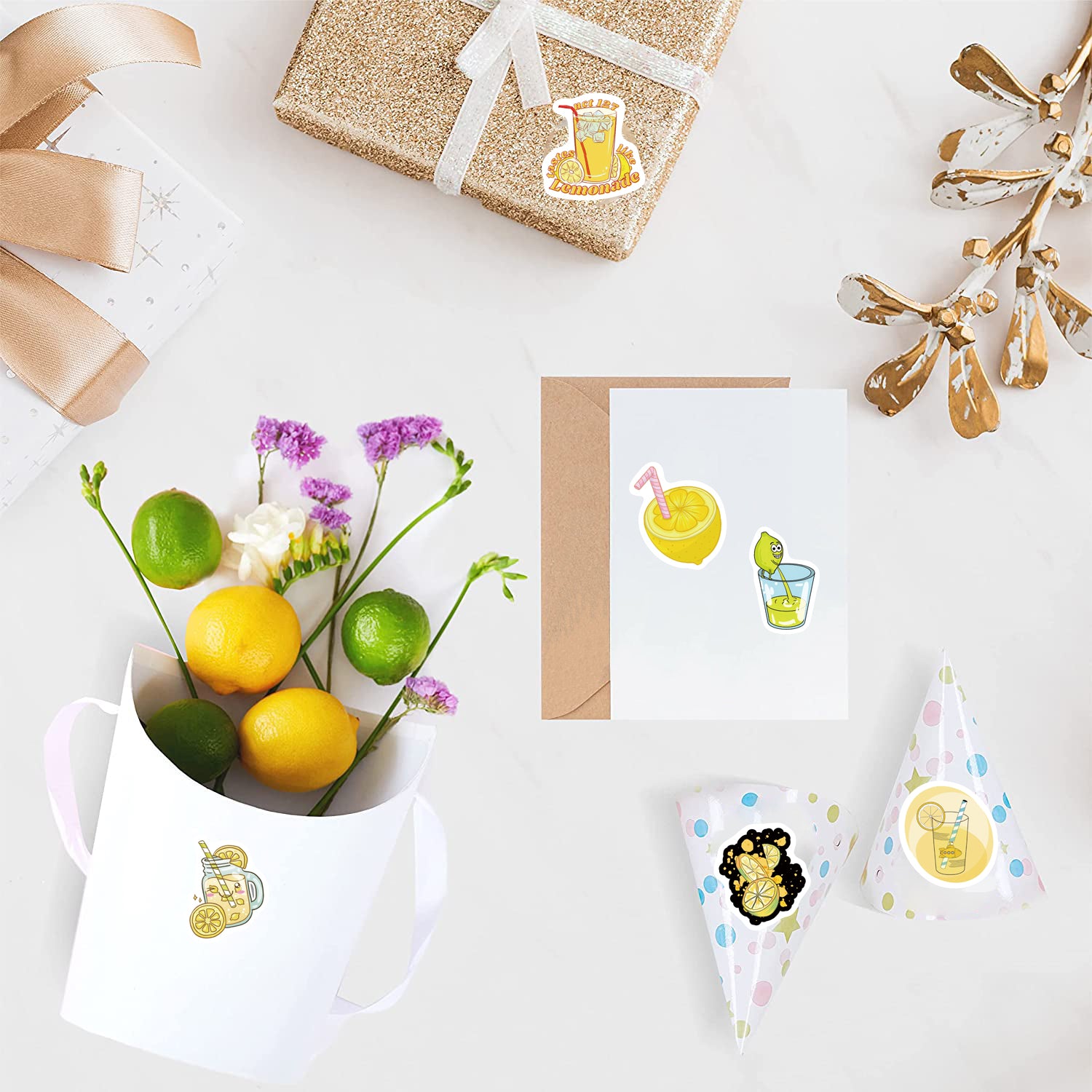 500pcs Lemon Fruit Funny Food Stickers 10 Patterns Pack Cartoon Sticker