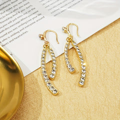 Tassel Leaf Rhinestone Dangle Earrings Retro Cross Jewelry Gift