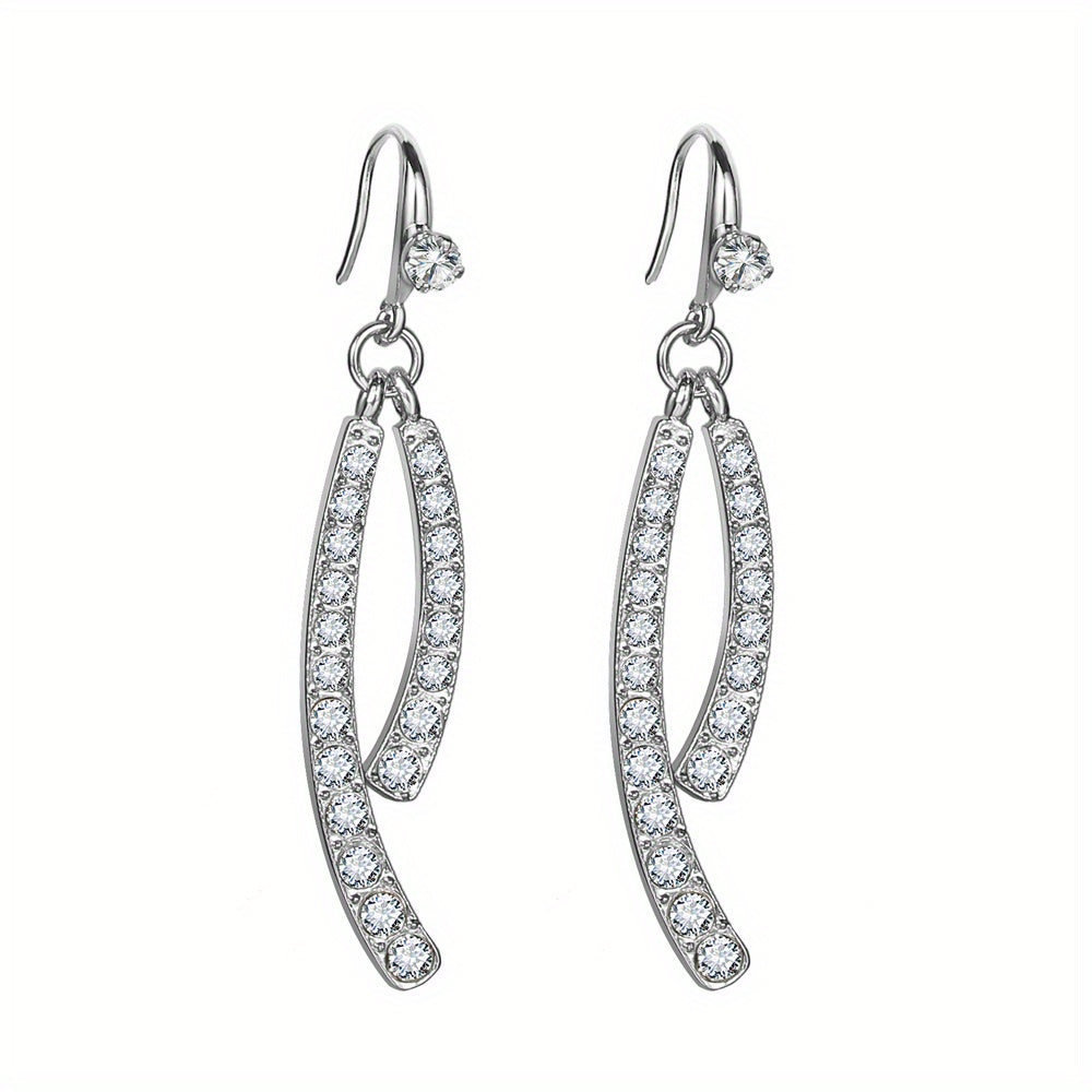 Tassel Leaf Rhinestone Dangle Earrings Retro Cross Jewelry Gift