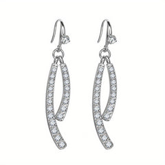 Tassel Leaf Rhinestone Dangle Earrings Retro Cross Jewelry Gift