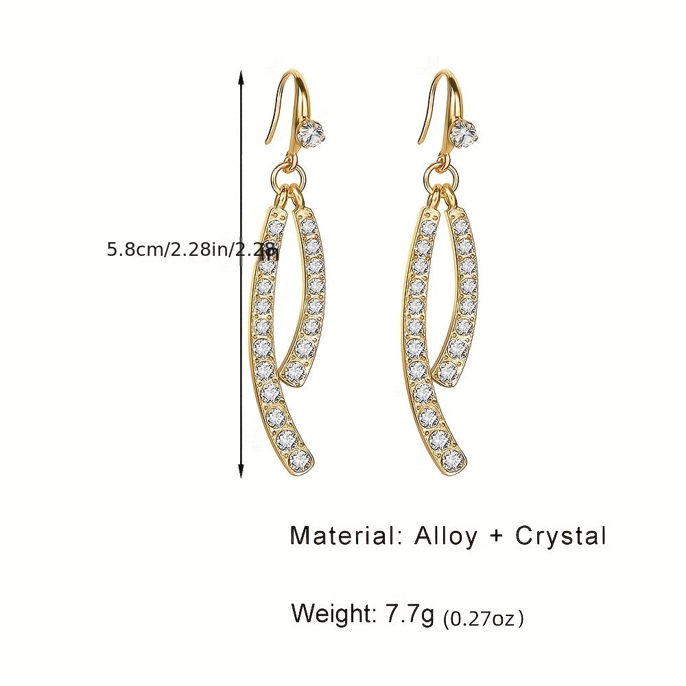 Tassel Leaf Rhinestone Dangle Earrings Retro Cross Jewelry Gift