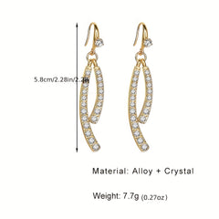 Tassel Leaf Rhinestone Dangle Earrings Retro Cross Jewelry Gift