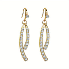 Tassel Leaf Rhinestone Dangle Earrings Retro Cross Jewelry Gift