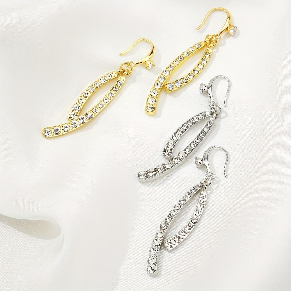 Tassel Leaf Rhinestone Dangle Earrings Retro Cross Jewelry Gift